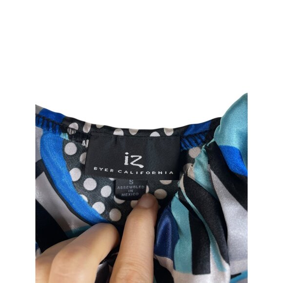 Y2K Black & Blue Abstract Sweetheart Milkmaid Sleeveless Top - Picture 5 of 12